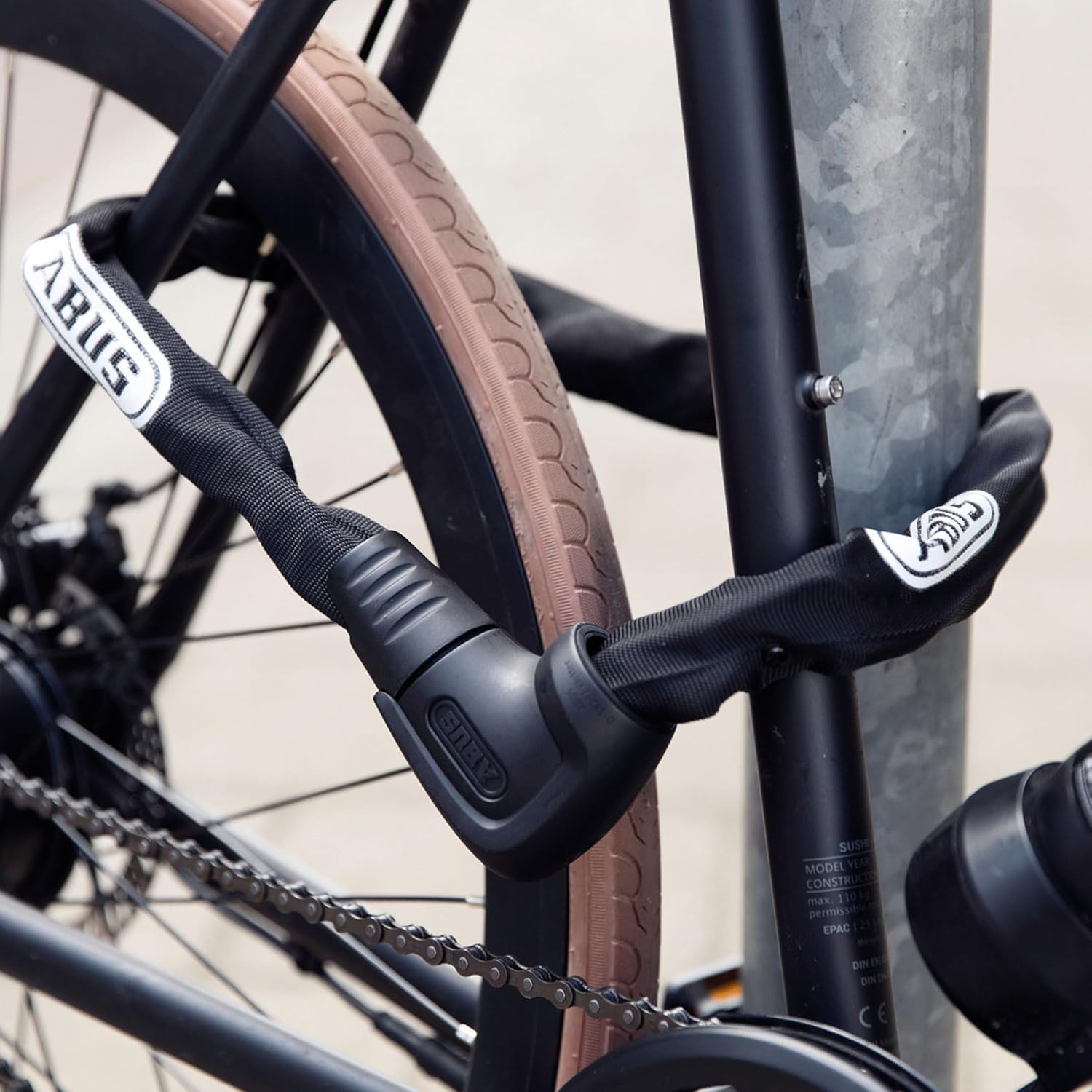 ABUS Steel-O-Chain 9809K Chain Lock - Bike Lock with XPlus Cylinder for Protection Against tampering - ABUS Security Level 12-9 mm Thick - 85 cm Long - Black