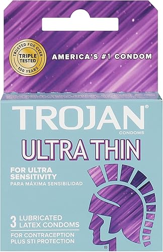 Trojan Preservativos Látex Lubricado Ultra Fino - 3ct, Paquete de 3