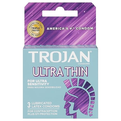 Trojan Preservativos Látex Lubricado Ultra Fino - 3ct, Paquete de 3