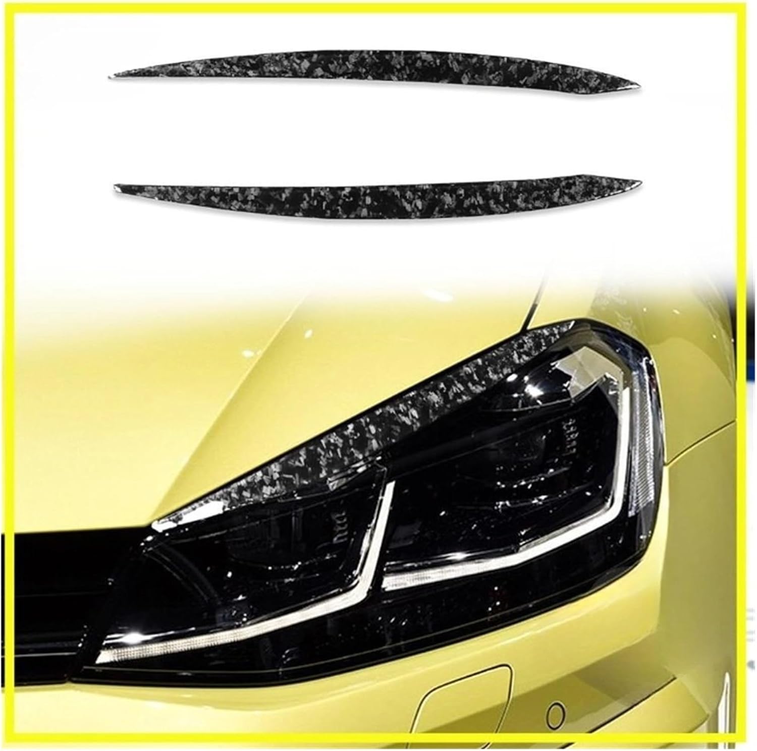 2pcs Carbon Fiber Color Car Headlight Eyebrow Eyelids Cover Compatible for VW Golf 7 GTD GTI R MK7 13-18 6 Car Accessories Decoration Parts