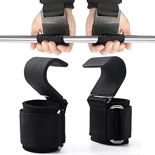 MZSX Wrist Straps with Hooks for Weightlifting, Non-Slip Rubber Coating, Weightlifting Hooks and Deadlift Straps