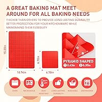 Vista 2 de Hojas de silicona para hornear alfombrillas para horno, bandeja de cocción de 16 x 11 pulgadas y 6.7 x 6.7 pulgadas, paquete de 2