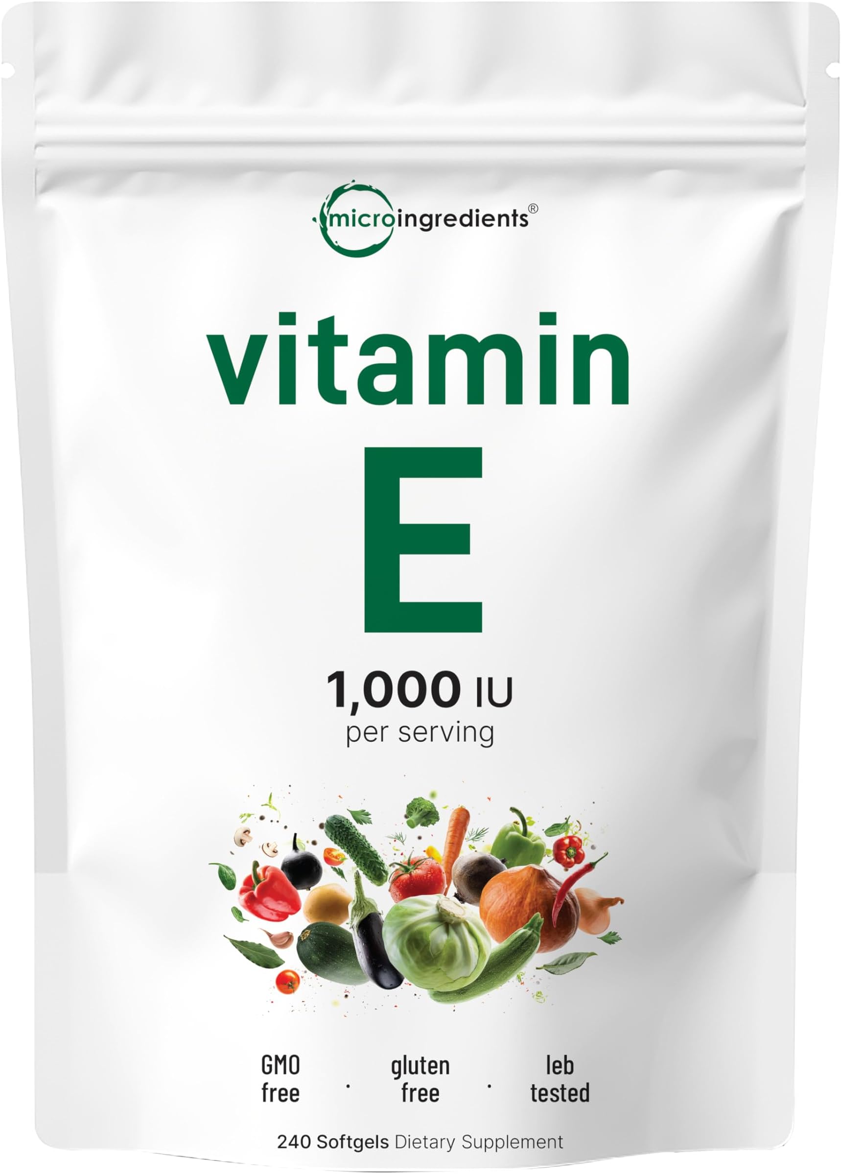 Vitamin E 1000 IU, 240 Softgels | Pure Vitamin E Oil Pills | Antioxidant Supplements for Skin and Face | Non-GMO, Gluten Free