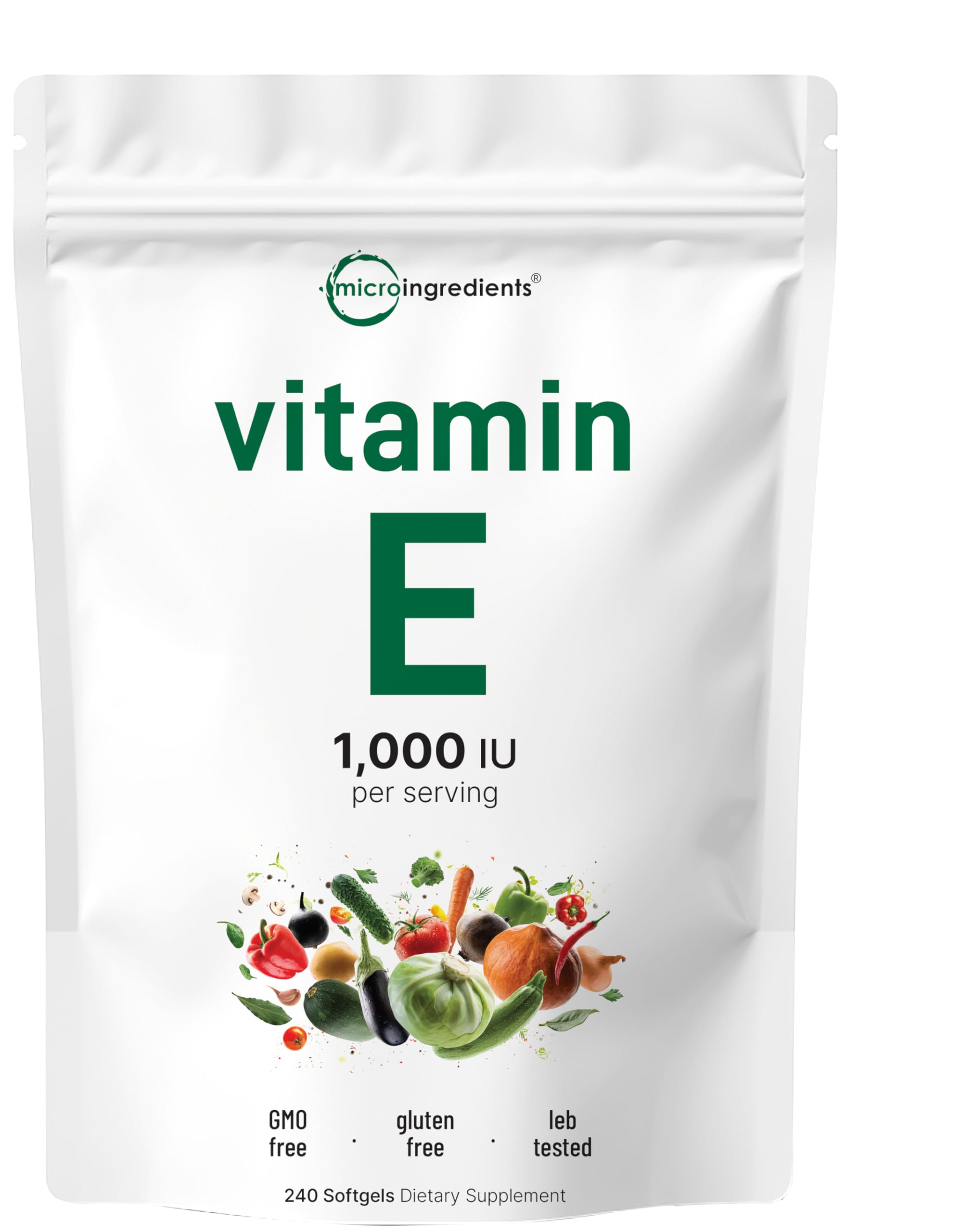 Micro Ingredients Vitamin E, 240 Softgels | Pure Vitamin E Oil Pills | Antioxidant Supplements for Skin, Face, Heart, & Immune Health | Non-GMO, Gluten Free