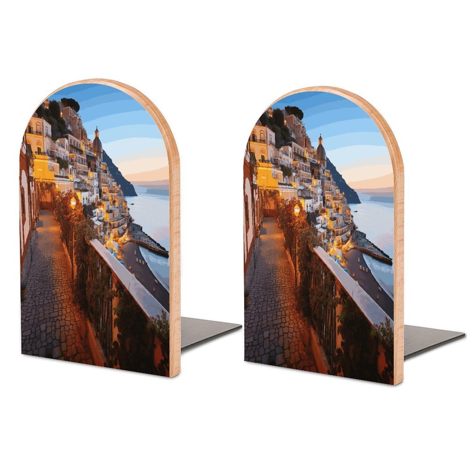 Sujetalibros para estantes de madera diseño moderno organizador de libros resistente Positano