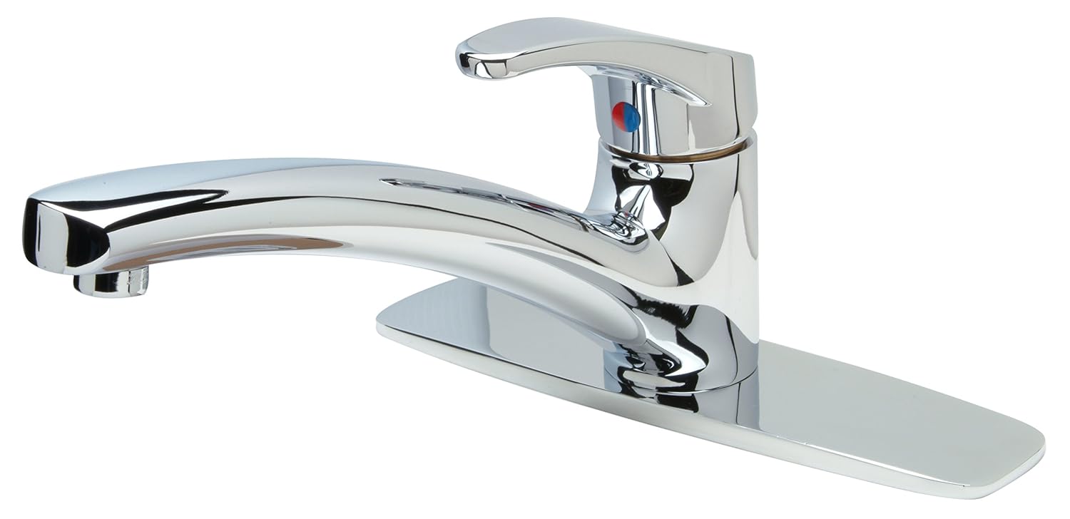Manual Low Arc Kitchen Faucet, 8" Mount, Chrome 1 Hole