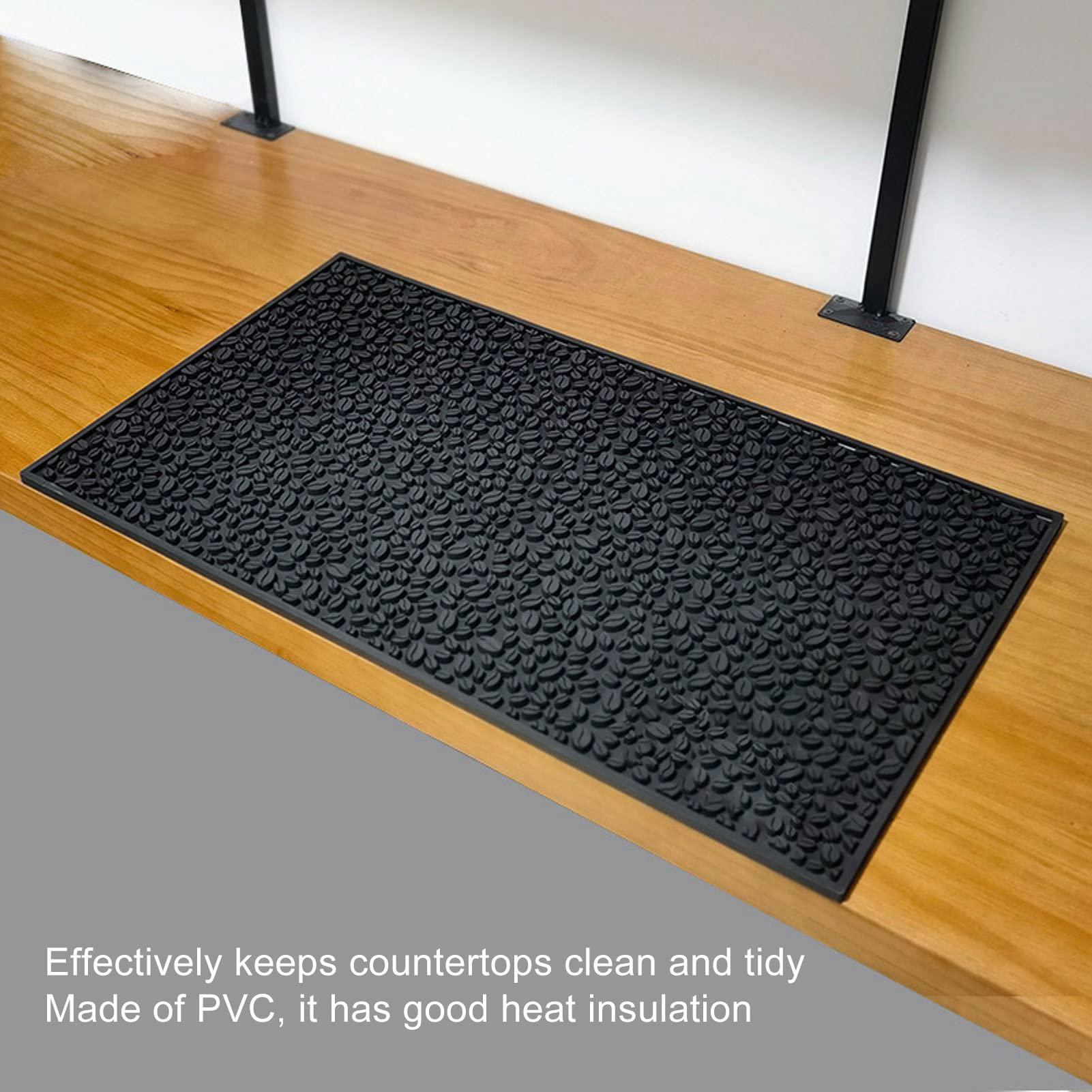 Alfombrilla para Derrames de Barra de PVC de 70x40 Cm, Alfombrilla de Drenaje para Barra Antideslizante, Alfombrilla de Secado Resistente Al Calor, Alfombrilla de Servicio sin Perfume para(negro)