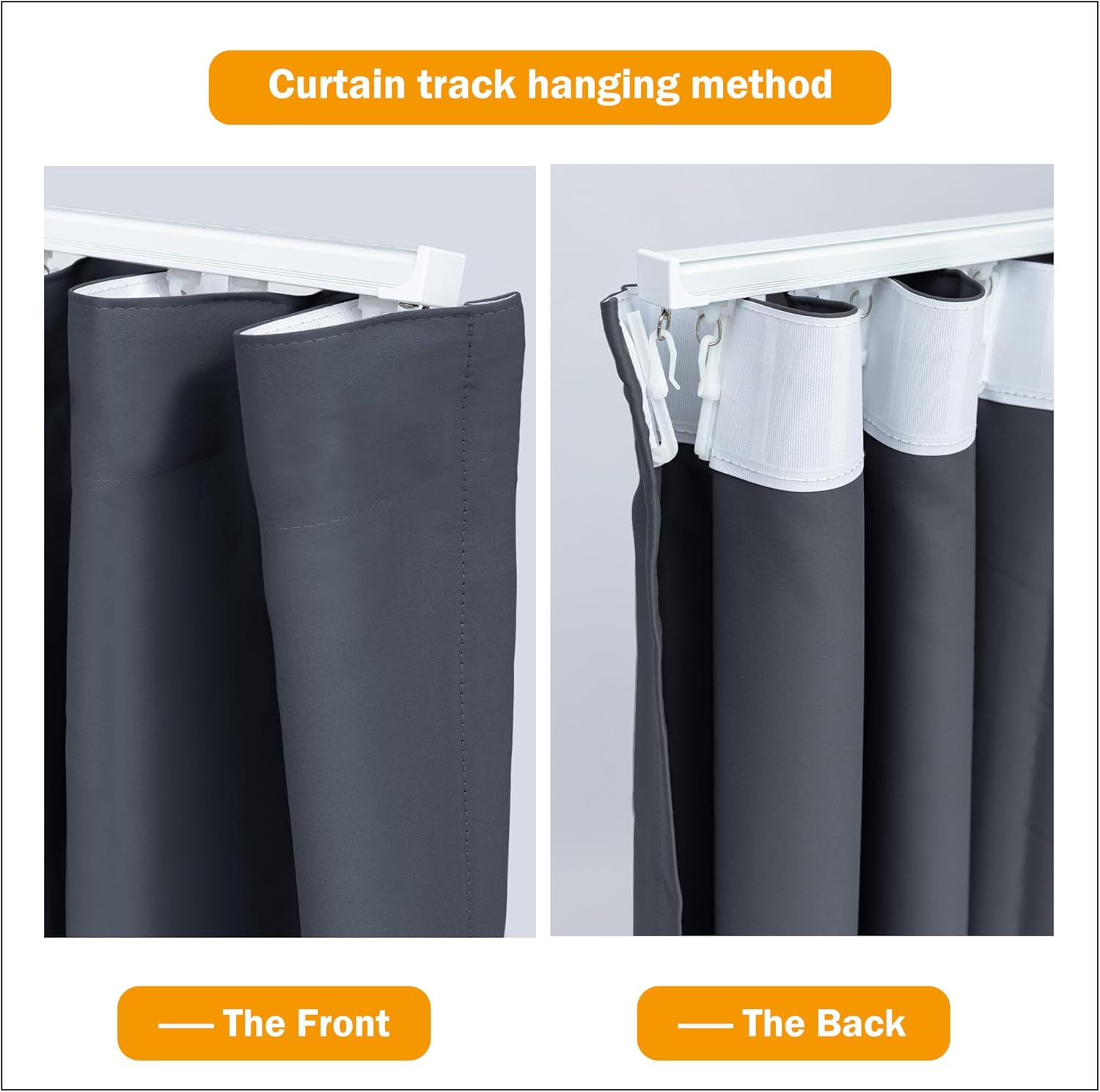 Room Divider Curtains, Blackout Ceiling Track Curtain with Hook Sound Proof Floor Curtains Perfect for Ceiling Mount Curtain Tracks Wall Divider for Room Separation (Grey, W120 x H108)