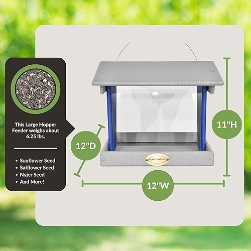 Miniatura 2 de DutchCrafters Comedero grande de plástico colgante para pájaros  Comedero para pájaros con tolva cubierta de polietileno para aves silvestres al