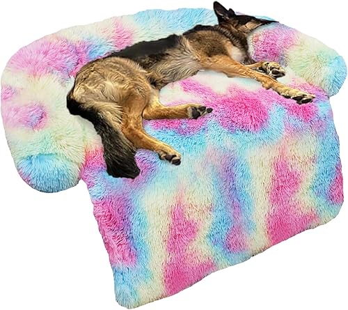 Miniatura 46 de Cama calmante para perro, tapete de felpa esponjosa para perros, protector de muebles con funda extraíble lavable para perros y gatos grandes,