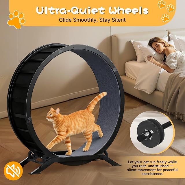Foto 2 de 8 de GTPLAYER - Rueda para gato, rueda de ejercicio para gatos, XXL- 110 cm, ultra silenciosa con alfombra…
