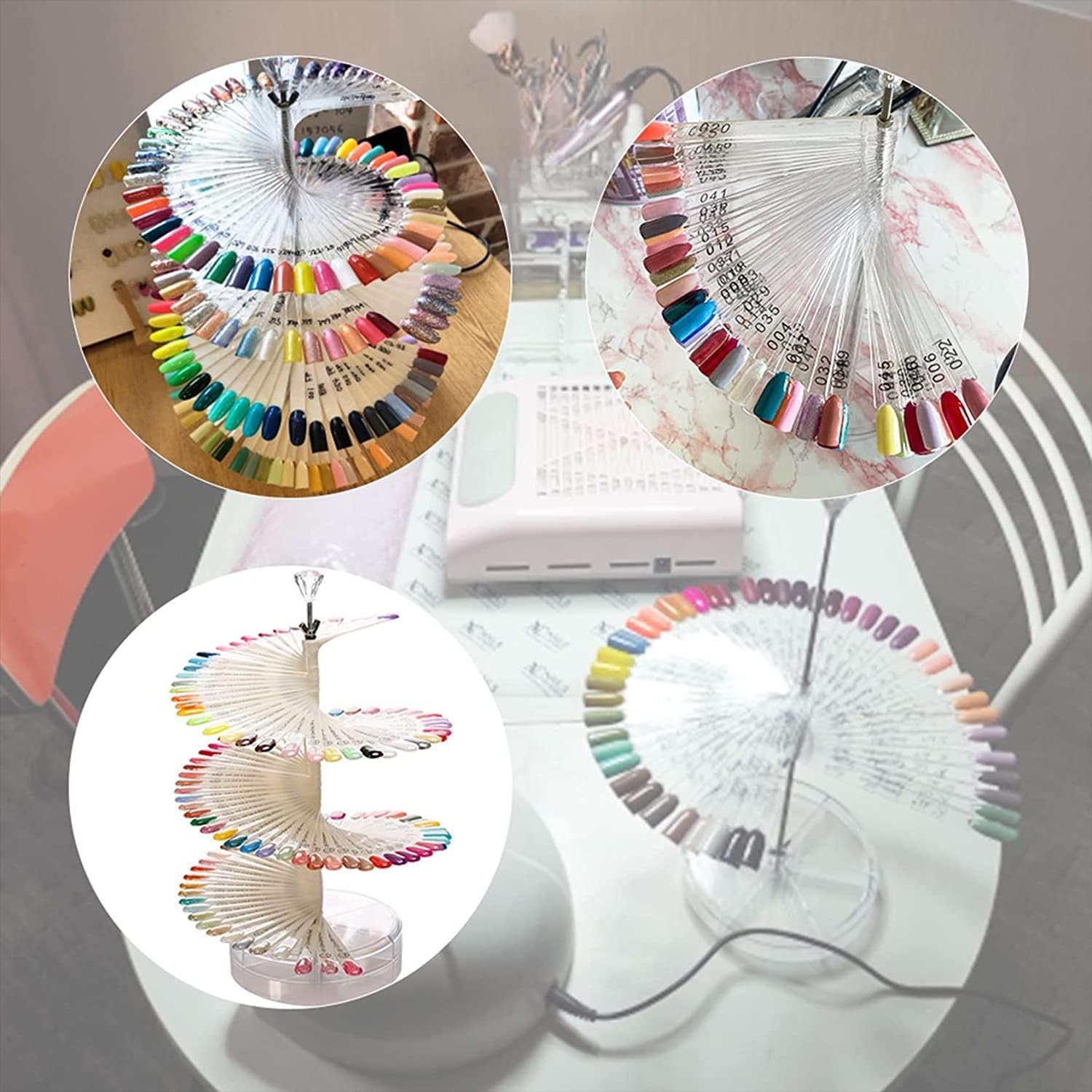 NAILWIND False Nail Practic Tips Nail Color Display, Nail Art Color Chart Display Stand Spiral False Nails Display Shelf Practice Tools For Solon Nails Polish Gel Show (Natural, 120 pcs) 2