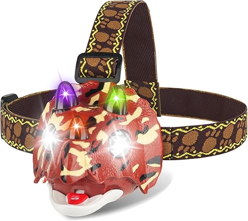 Triceratops - Faro LED de dinosaurio para niños, equipo de camping, artículos esenciales, juguete de dinosaurio, linterna para niños, niñas o