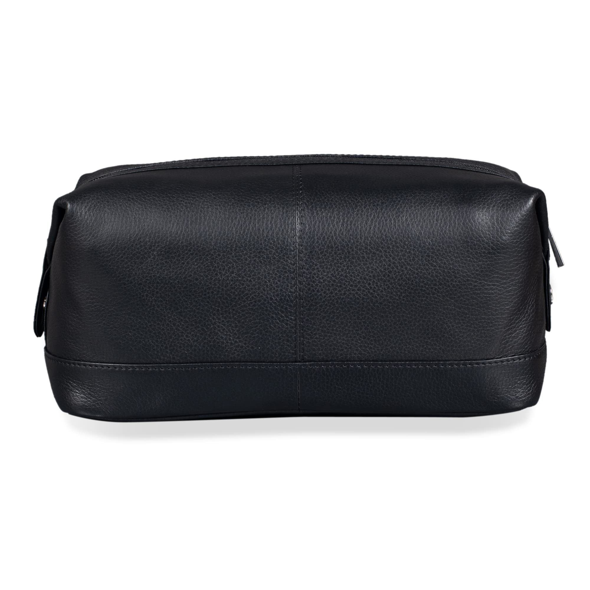 Unisex Solid Light Weight Durable Leather Travel Toiletry Bag for Men's | Travel Pouch | Travel Organizer | Leather Shaving Kit for Men (27x11x14 cm, Black)-image-1