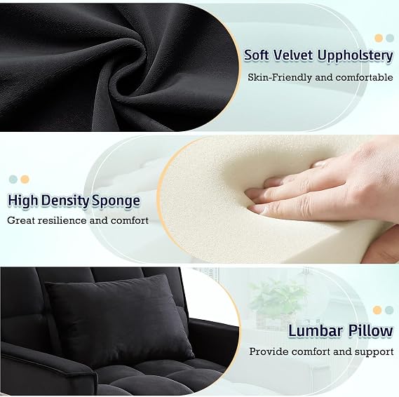 Sleeper Chair Bed, Convertible Single Sofa Chair Bed with Pillow, Pull Out Sleeper Bed with Adjustable Backrest, Multi-Functiona Lounge Chair for Living Room, Apartment, Office