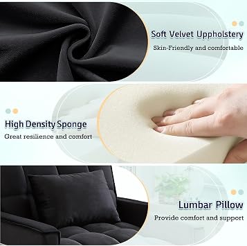 Sleeper Chair Bed, Convertible Single Sofa Chair Bed with Pillow, Pull Out Sleeper Bed with Adjustable Backrest, Multi-Functiona Lounge Chair for Living Room, Apartment, Office