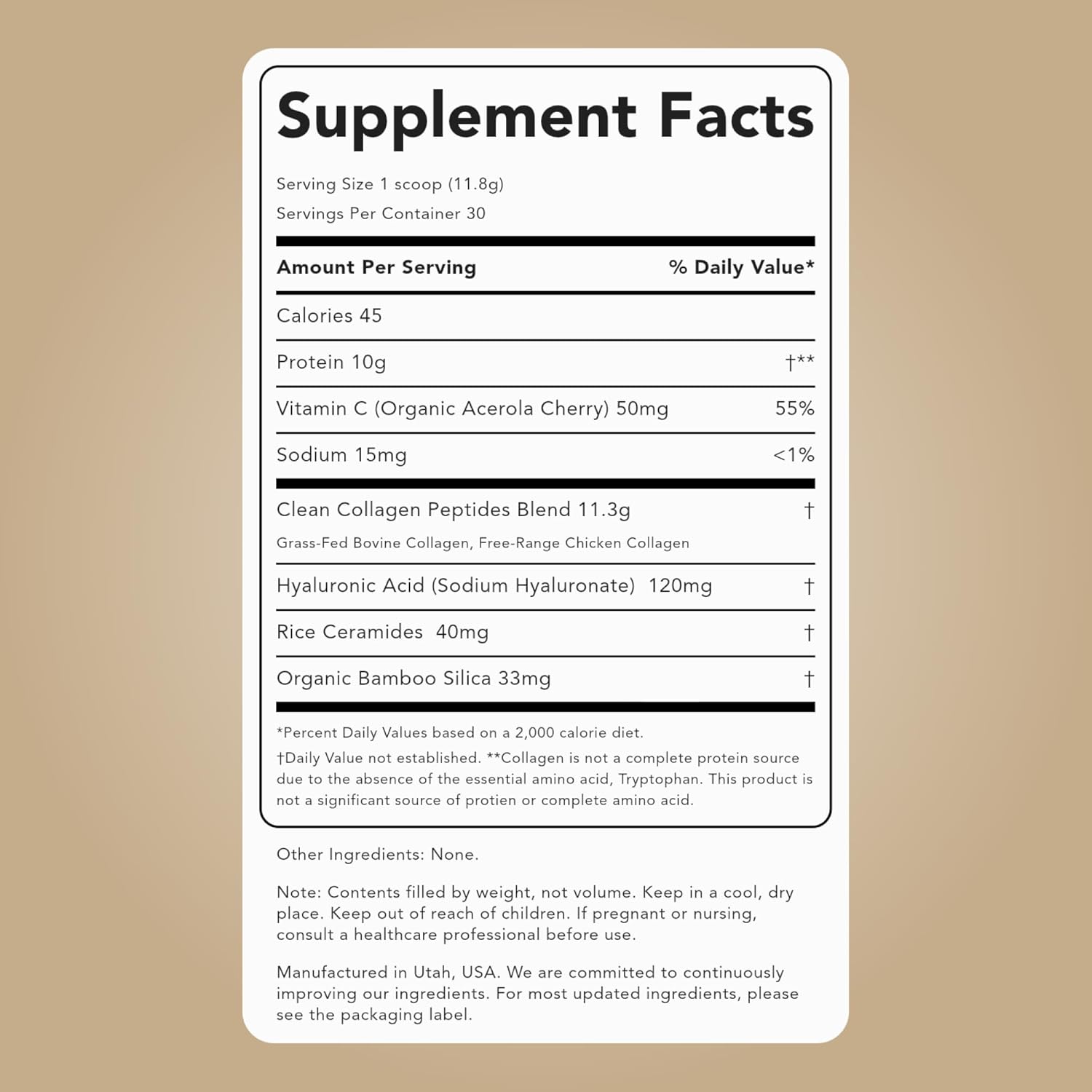 Clean Simple Eats Collagen Powder + Beauty Blend, Unflavored, 11G Hydrolyzed Collagen Peptides from Grass Fed Bovine & Chicken, Hyaluronic Acid for Hair, Skin, Nail & Joint Support, 30 Servings