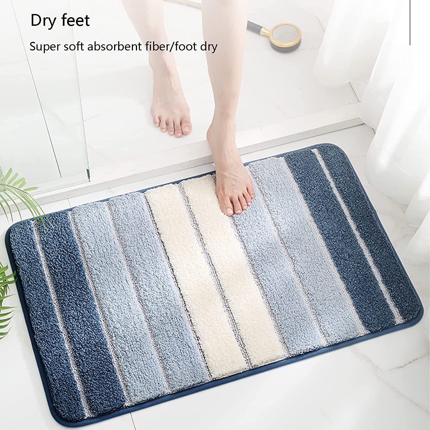 ZLZNX Tappetini Bagno Semplici Tappetini Assorbenti Antiscivolo A Strisce Lavabili in Lavatrice Adatti per Casa Camere Letto Bagni Ingressi,03,40X60CM