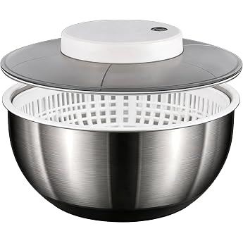 Electric Salad Spinner, Fruit and Vegetable Dryer, 4.8 L Large Automatic Salad Vegetable Spinner, USB Rechargeable Salad Spin
