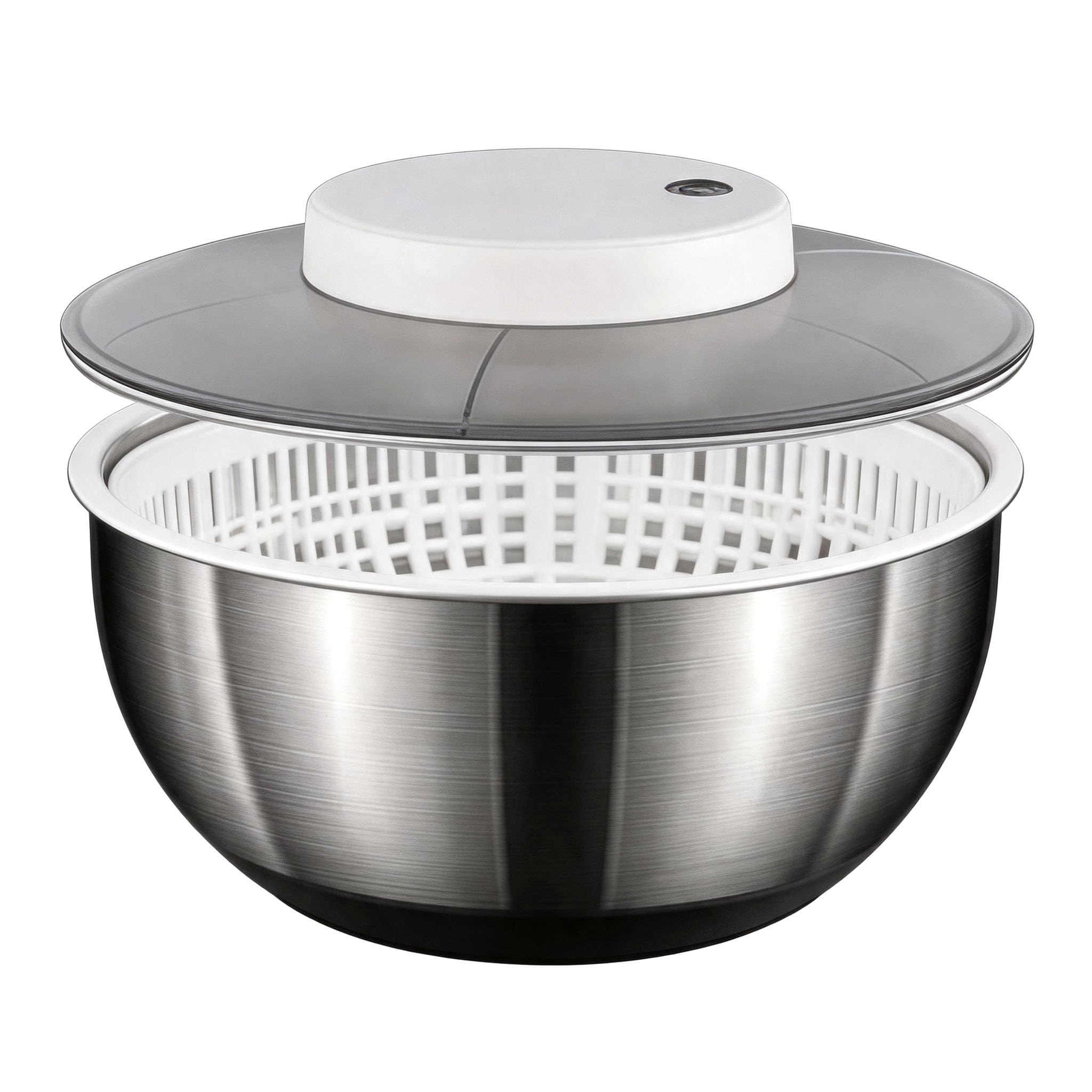 Centrifuga per Insalata, Centrifuga per Lattuga Automatica da 4,8 Litri, Asciuga Insalata Centrifuga di Grande Capacità in Acciaio Inossidabile, Elettrico USB Drenare Rapidamente Lava Insalata per Fru