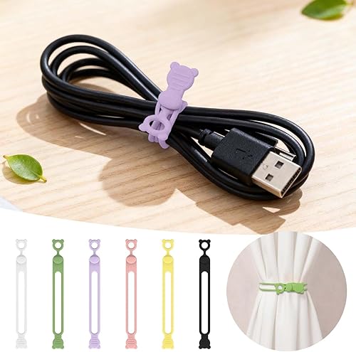 Miniatura 3 de 2025 Upgrade Data Cable Organizer - Desk& Travel Cable Organizer, Multipurpose Silicone Headphone Organizers with Elastic Cord, Reusable Cable Ties