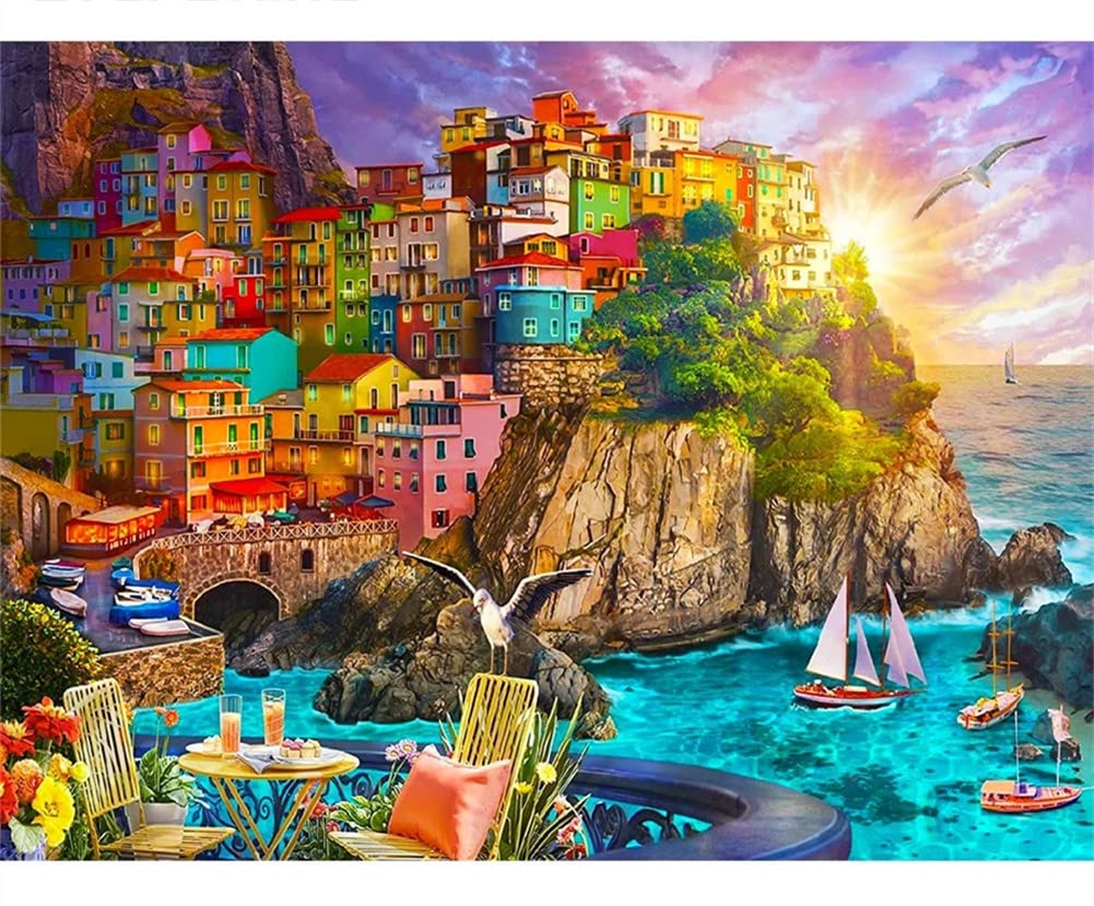 Acquista Fai da te barca a vela 5D pittura diamante trapano rotondo completo paesaggio diamante ricamo punto croce mosaico decorazioni per la casa arte della parete regalo in Italia a partire da
