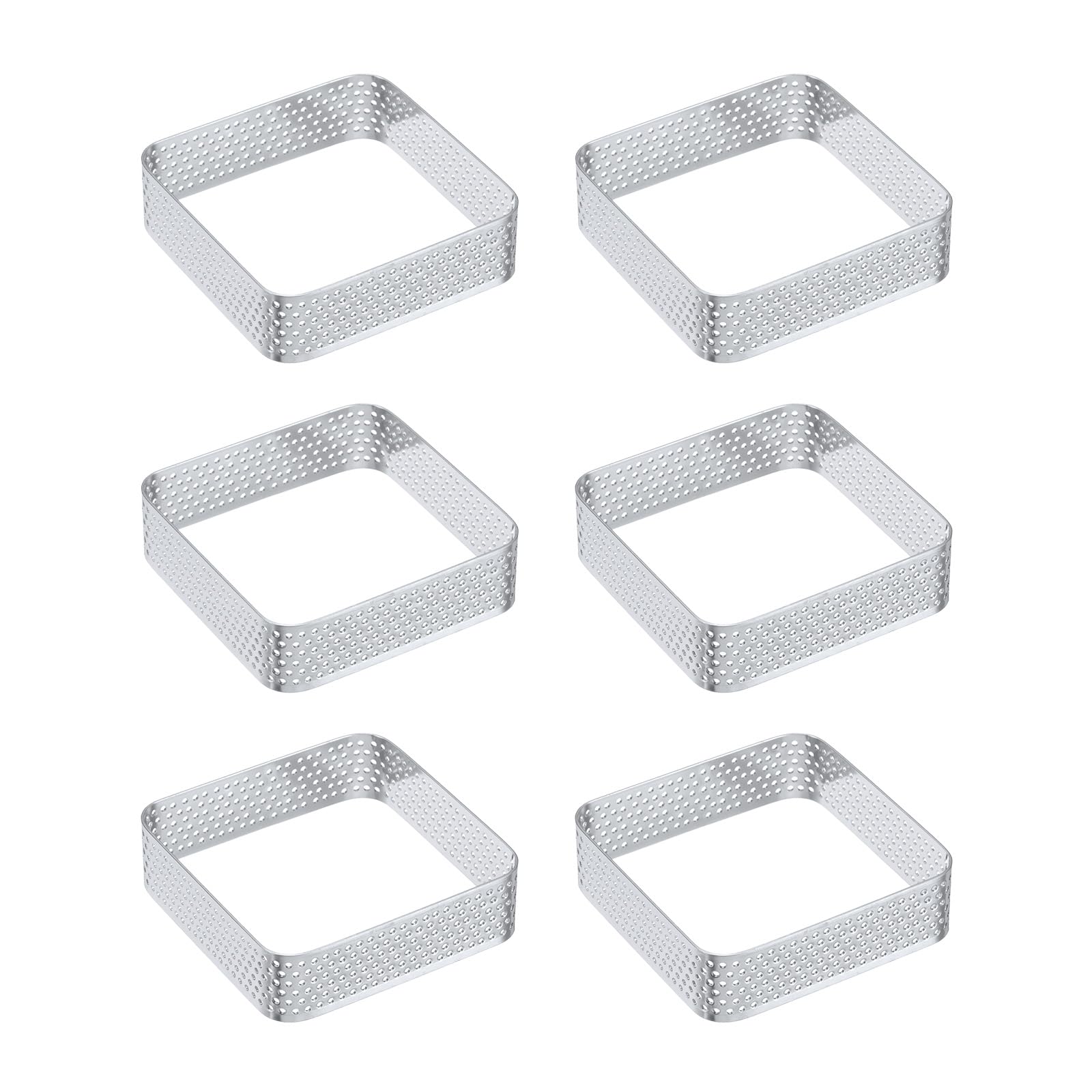 Anneaux à gâteau carrés perforés uxcell en inox 7cm lot de 6