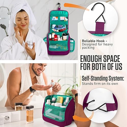 Vista 53 de VENTURE 4TH Neceser de viaje colgante para mujeres y hombres, organizador de viaje con compartimentos expandibles y bolsa transparente extraíble