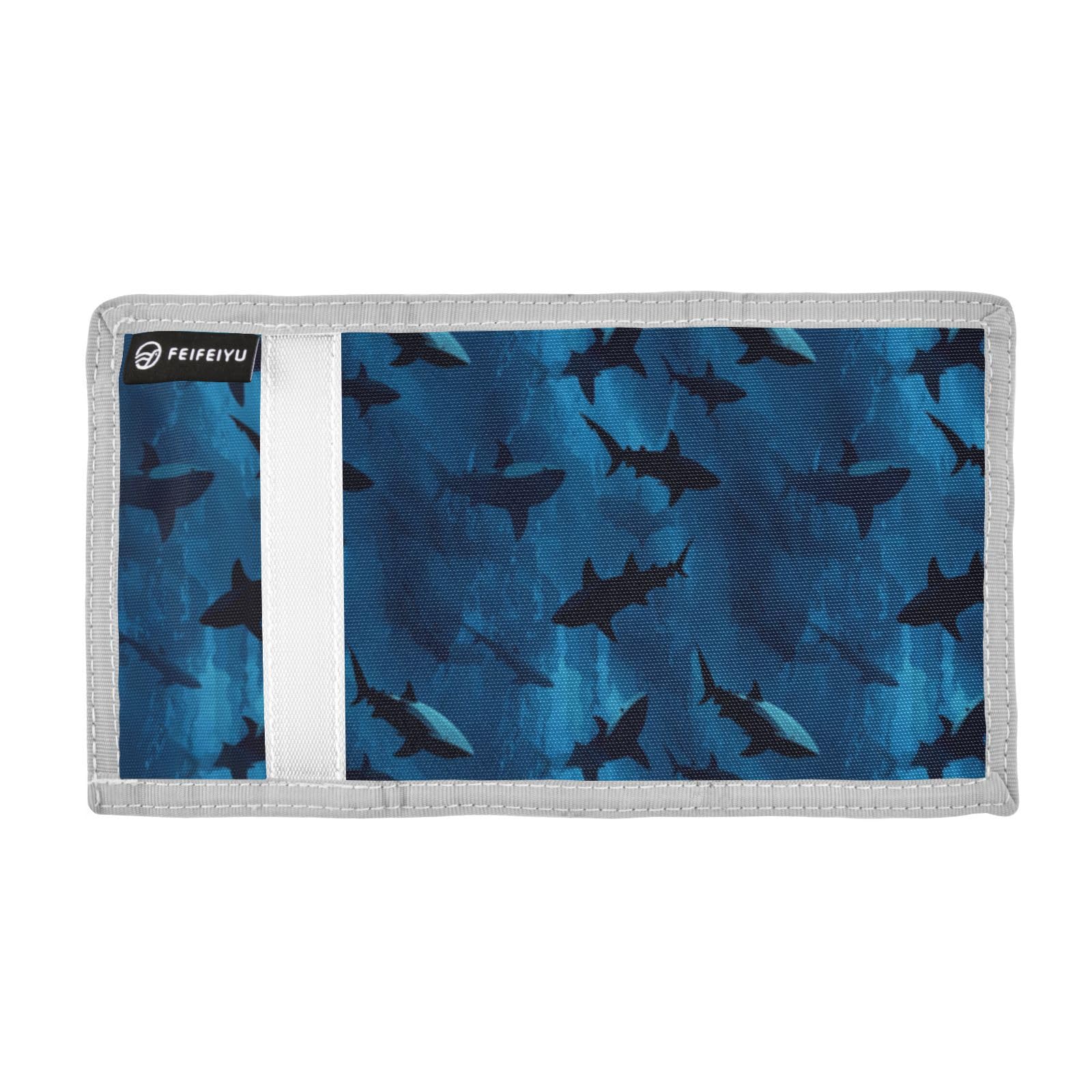 Wusikd Deep Sea Sharks Kids Wallet for Boys Girls Toddler Trifold Wallet Novelty Wallet for Teens Women Men