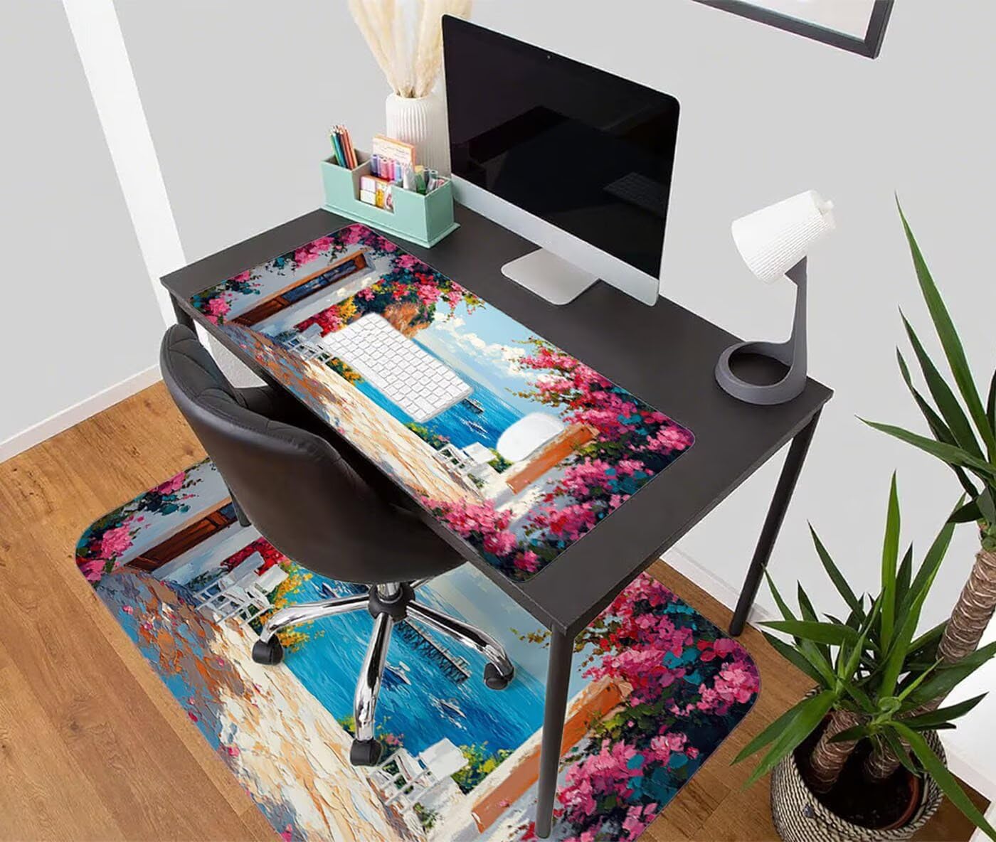 Podkładka pod mysz XXL 1200 x 600 mm duża podkładka pod mysz dla graczy pod ręką biurko szyte krawędzie wodoodporna antypoślizgowa do komputera, laptopa poprawia precyzję i szybkość, kwiat S-453