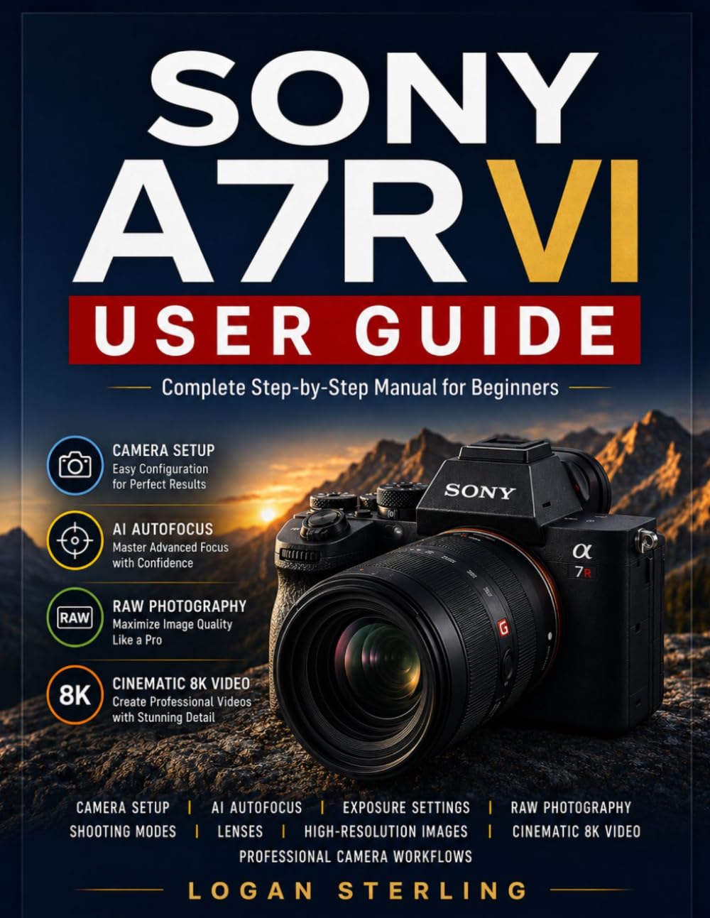SONY A7R VI USER GUIDE: Complete Step-by-Step Manual for Beginners to Learn Camera Setup, AI Autofocus, Exposure Settings, Shooting Modes, RAW ... Recording, and Professional Camera Workflows
