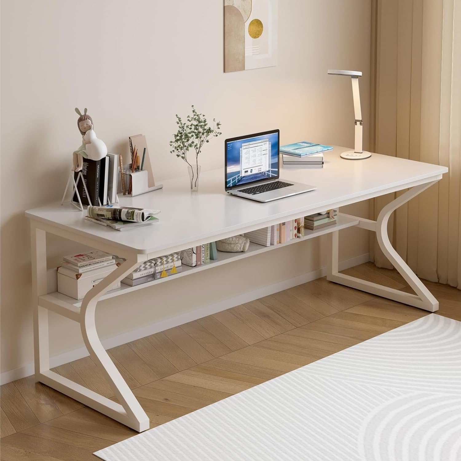TEKAVO Kynes Computer Table for Home Pc | Office Table for Home with Lower Shelf, Laptop Table, Work Table, Study Table, Modern Workstation | White Wood, Metal, (120 Cm x 60 Cm x 75 Cm) - DIY