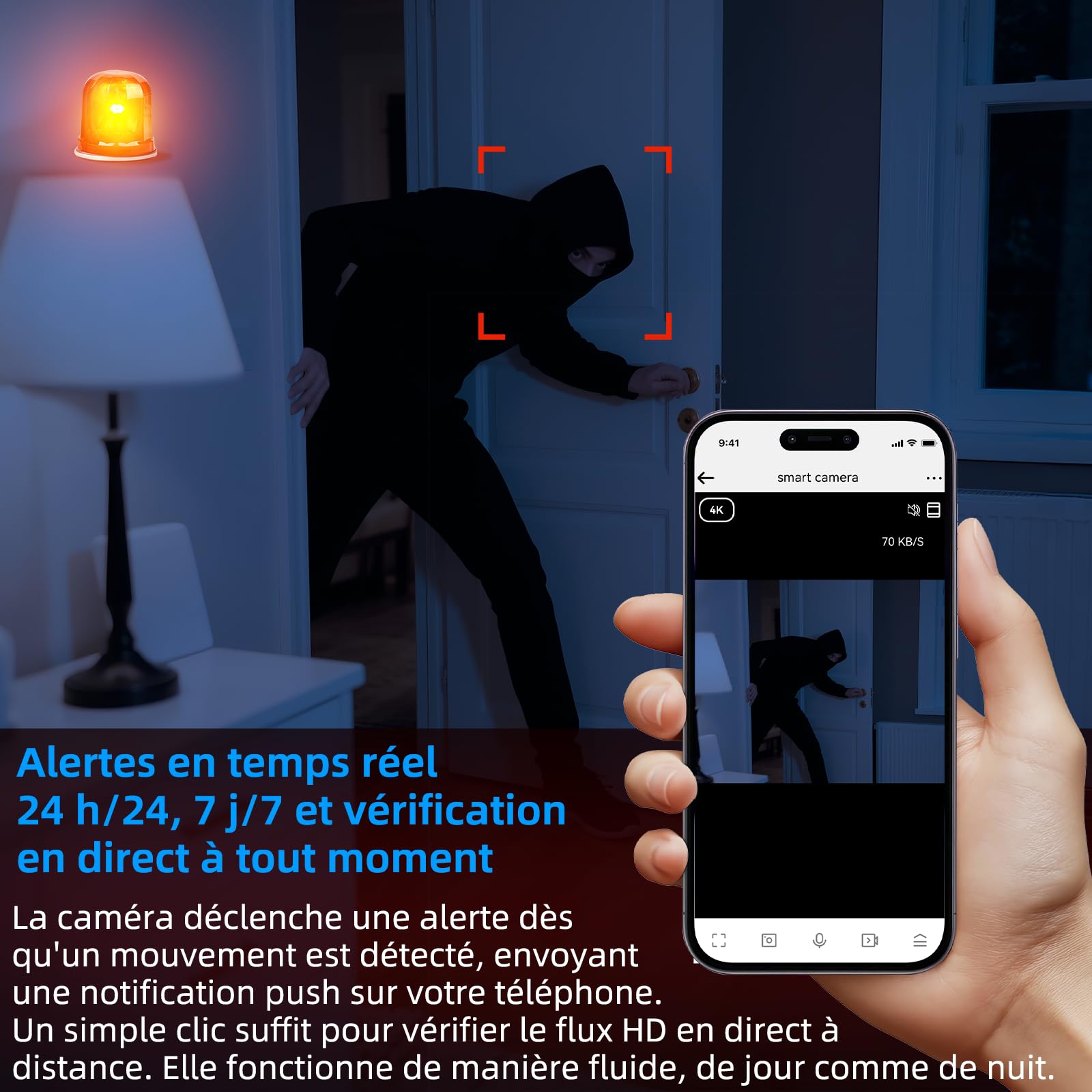 Camera Espion Réveil WiFi 4K Discret sans Fil | mini camera espion sans fil, lecteur Bluetooth, vision infrarouge, détection mouvement BT, mini camera, accès distant app