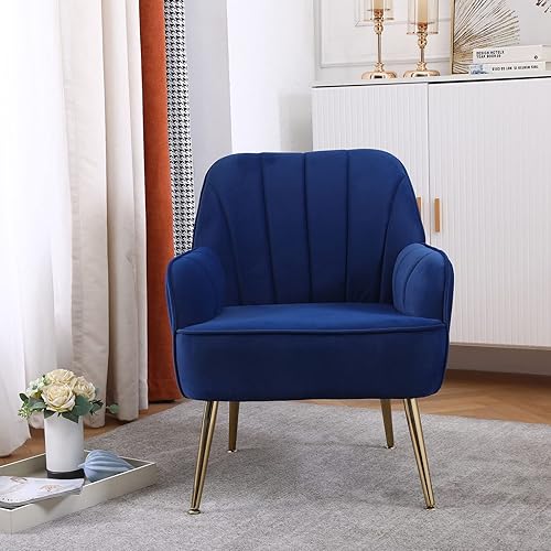 Silla decorativa de terciopelo, moderno sillón tapizado, sofá individual con patas cónicas, silla de ocio para dormitorio, sala de espera, sala de