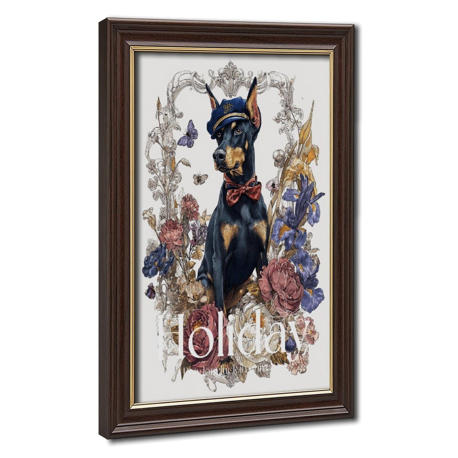 Bareronor Mokume Gane Frame-Style Christmas Dog Canvas Poster For Dorm Room Decor Gift