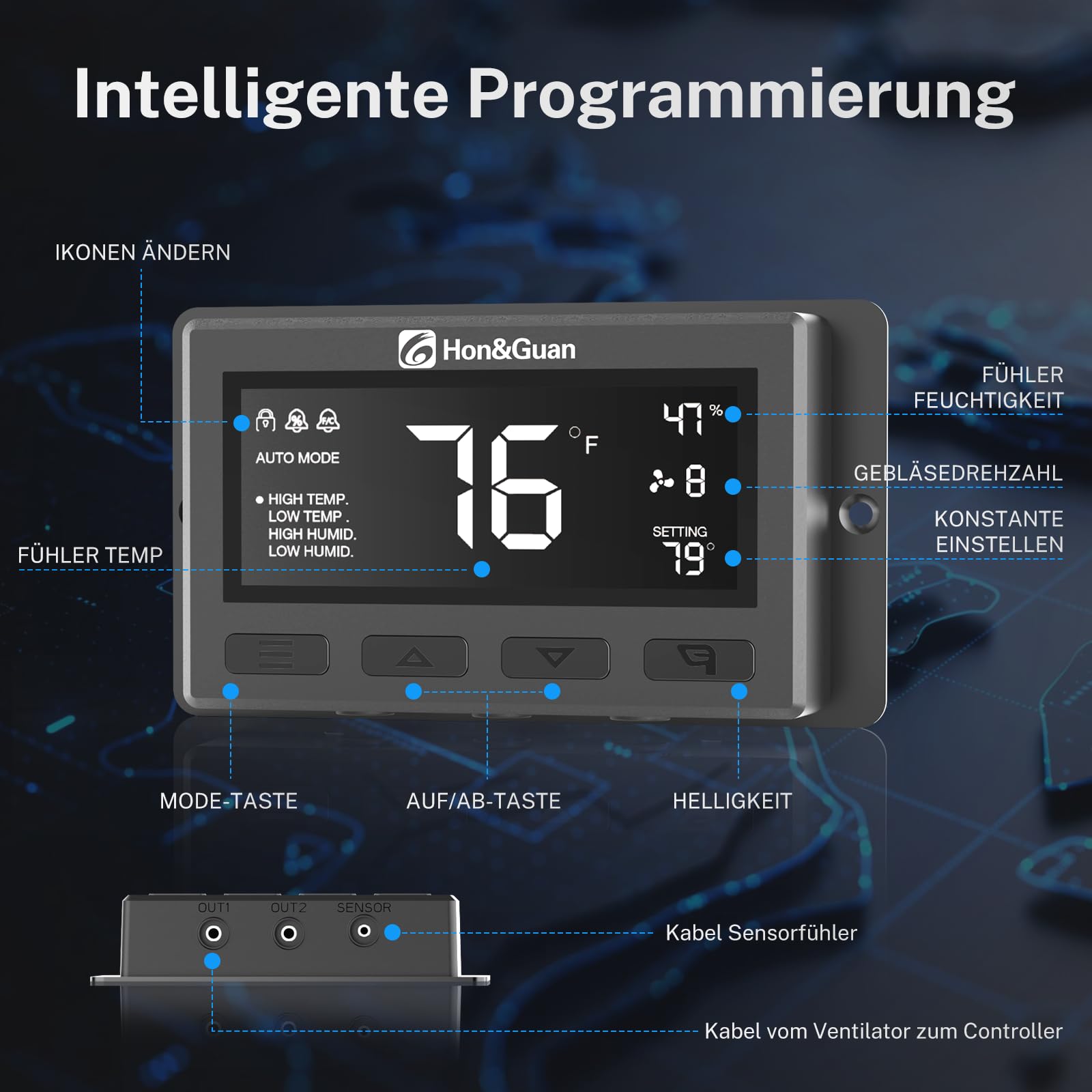 Ventilatore Tubolare EC Hon&Guan 200mm - Con Controllo Temperatura E Umidità, Portata 1411 M³/h Per Coltivazione - Foto 6