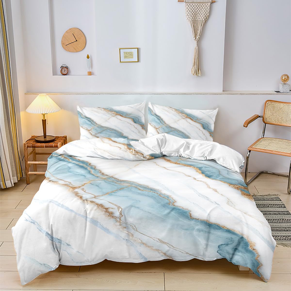 Juego de Cama 220x240 cm Vetas de Mármol para Dos Personas-B52