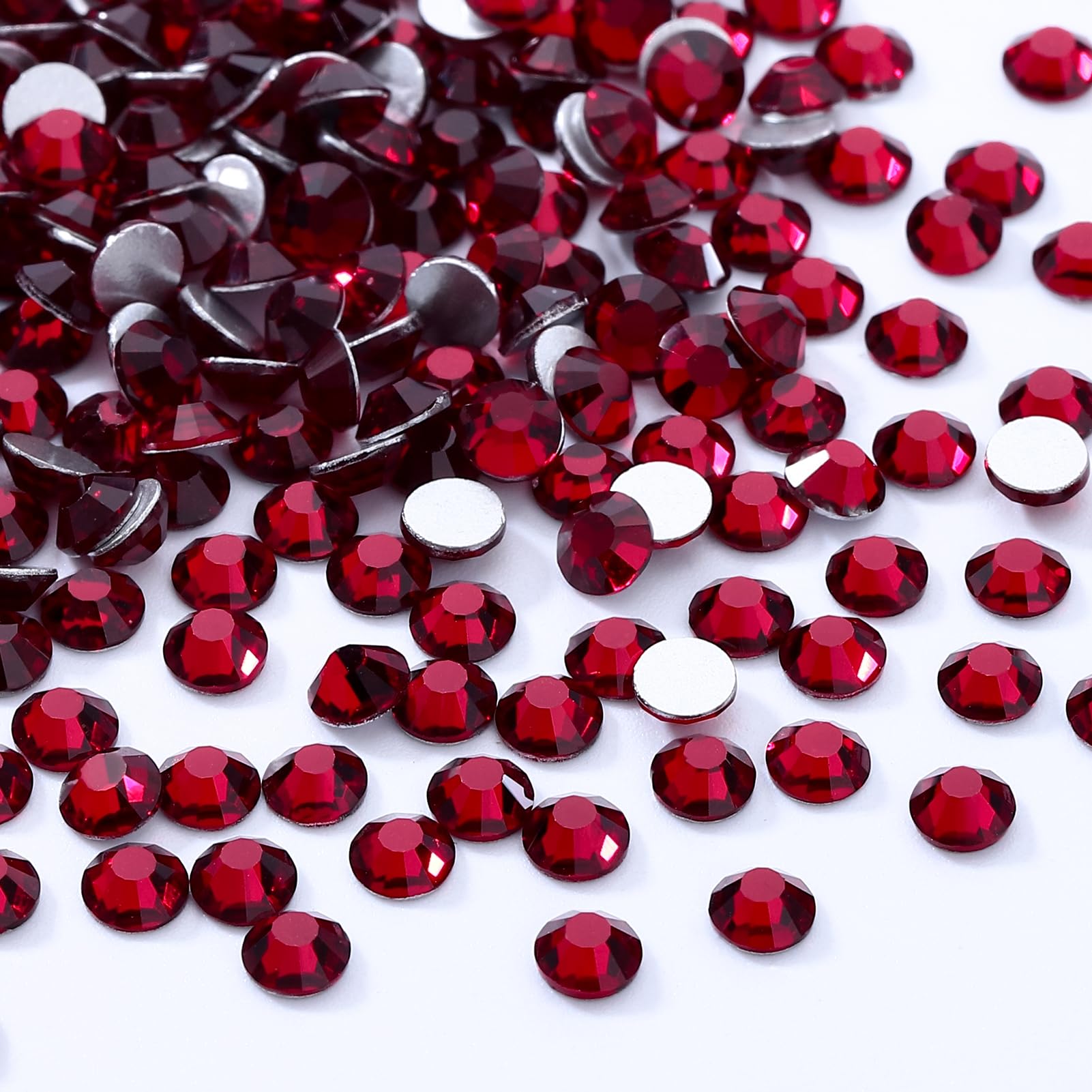 Meibite Siam Flatback Rhinestones, Glass Rhinestones for Nail Art and Craft, Glue Fix, Loose Crystal Gemstones(Siam, SS10, 1440pcs, 2.7-2.8mm)