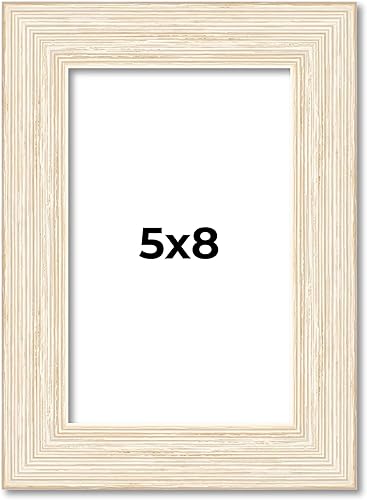 Vista 79 de Marco de fotos blanco de madera real de 19 x 19 pulgadas de ancho de 1.5 pulgadas Profundidad interior de 0.5 pulgadas Marco de fotos envejecido