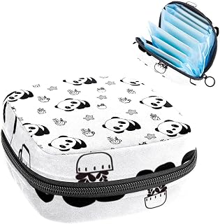 Period Pouch, Portable Tampon Storage Bag for Sanitary Napkins, Simple Panda Baby Stars Pattern, Multicolor, 4.7x6.6x6.6 in/12x17x17 cm