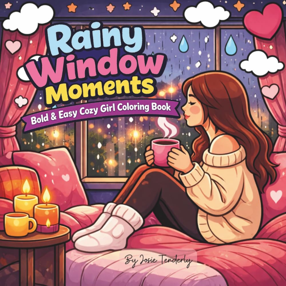 Rainy Window Moments: Bold & Easy Cozy Girl Coloring Book: Soft Life Aesthetic Scenes of Rainy Days, Warm Drinks, and Peaceful Window Views for Relaxation & Stress Relief