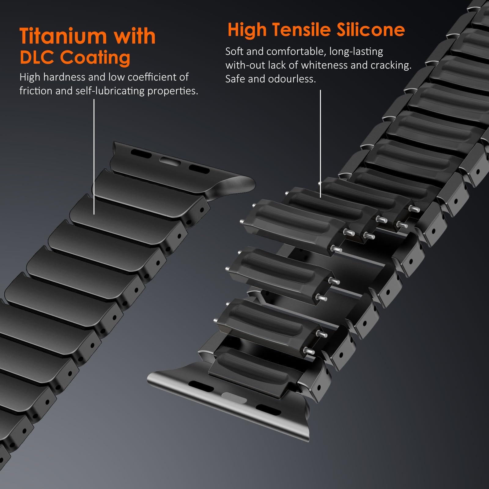 Fullife Correa de silicona de titanio para Apple Watch Ultra 49 mm
