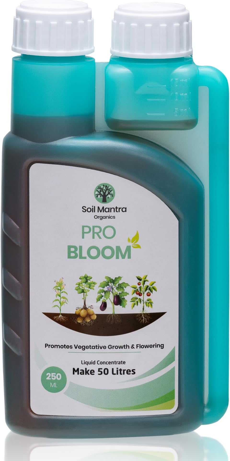 Soil Mantra Organics Pro Bloom, Natural Liquid Plant Food, All Purpose Fertilizer Promotes Vegetative Growth & Flowering for Organic Home Gardening - 250 ml Concentrate (Makes 50 Litres)