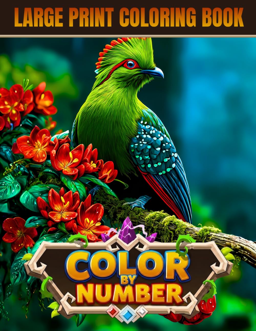 Large Print Color by Number Coloring Book: Color by Number Animals Adult Coloring Book With Squirrels, Bears, Swans & Woodland Creatures