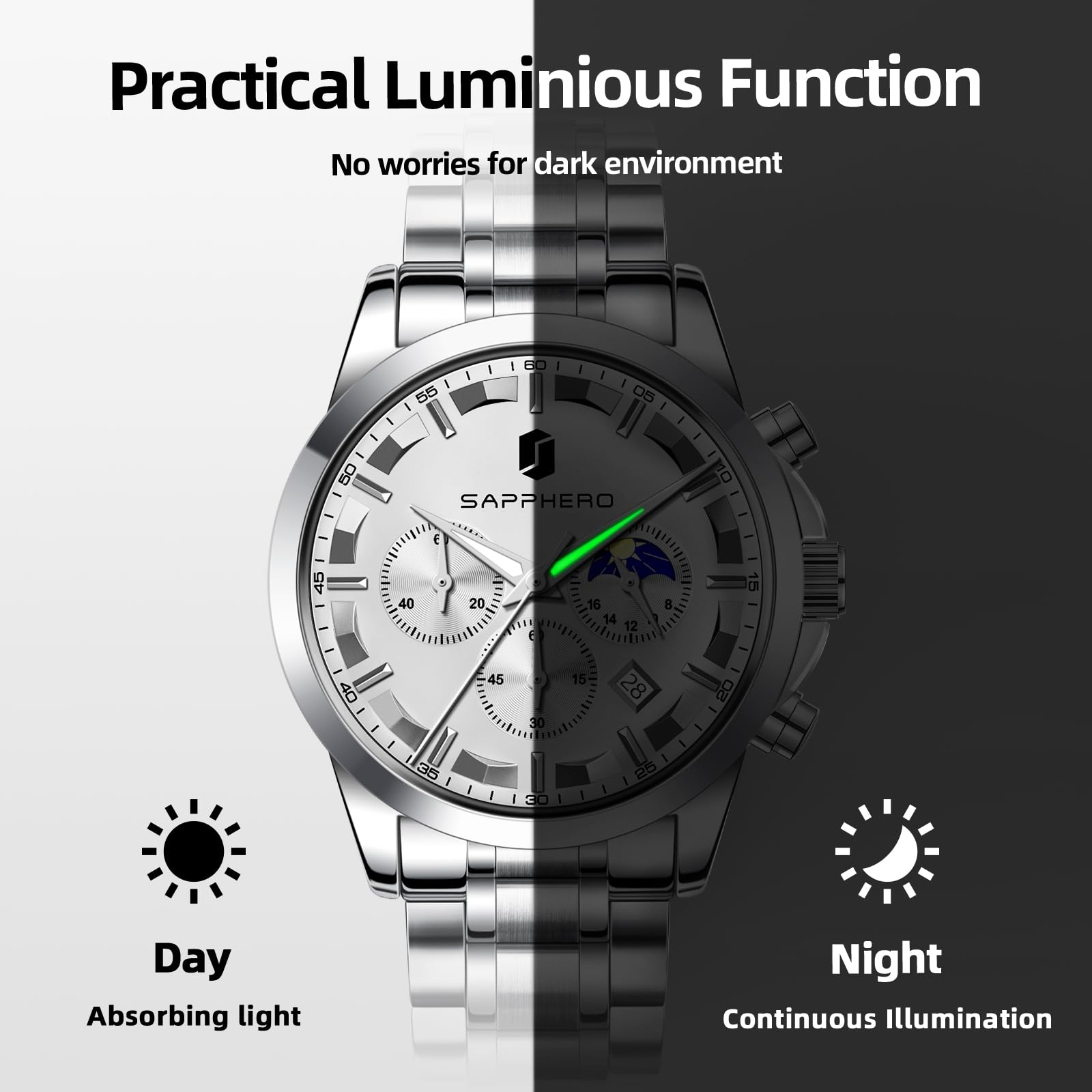 BY BENYAR Mens Watches Analog Quartz Chronograph Waterproof Wrist Watches for Men Fashion Business Work Casual Sport Designer Dress Watch with Calendar Elegant Gifts for Men