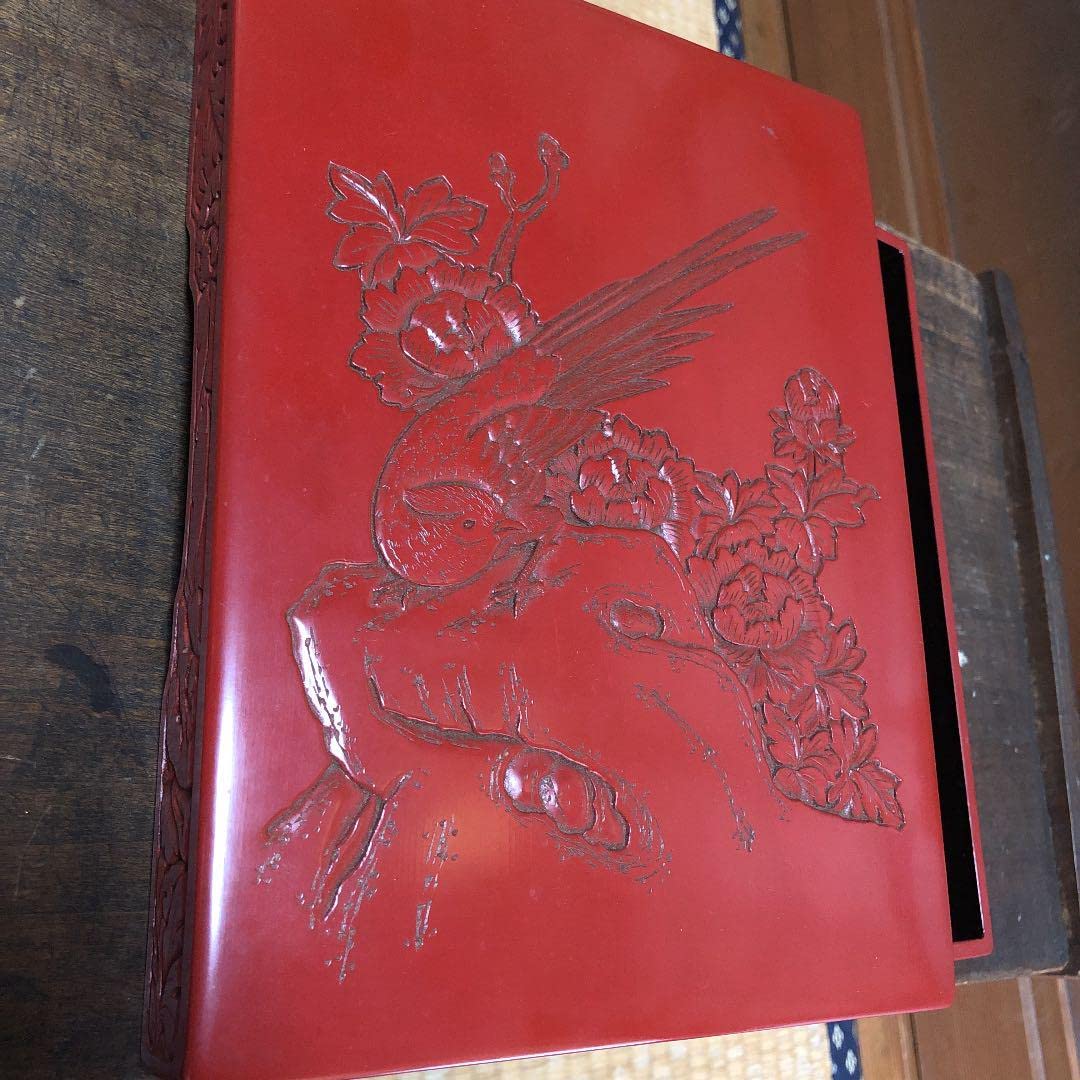 Amazon.co.jp: 村上堆朱 硯箱 鶯に牡丹紋 共箱付 : おもちゃ