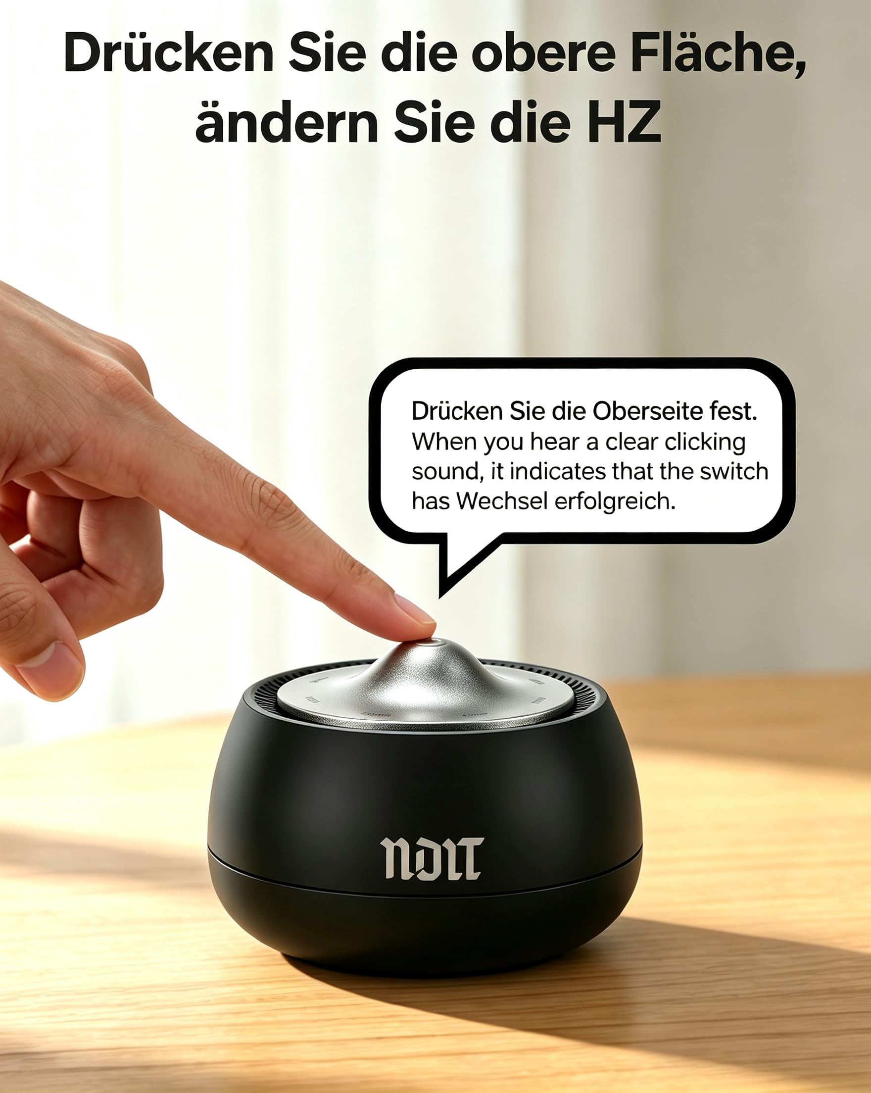 NDLT Tibetische Klangschale, 8 Heilfrequenzen 369-963 Hz, Automatik und Manuell Modus, Vibration Funktion und Timer, USB-C Aufladbar, Praktisches Meditationsgerät für Yoga Übungen, Entspannung, Reiki