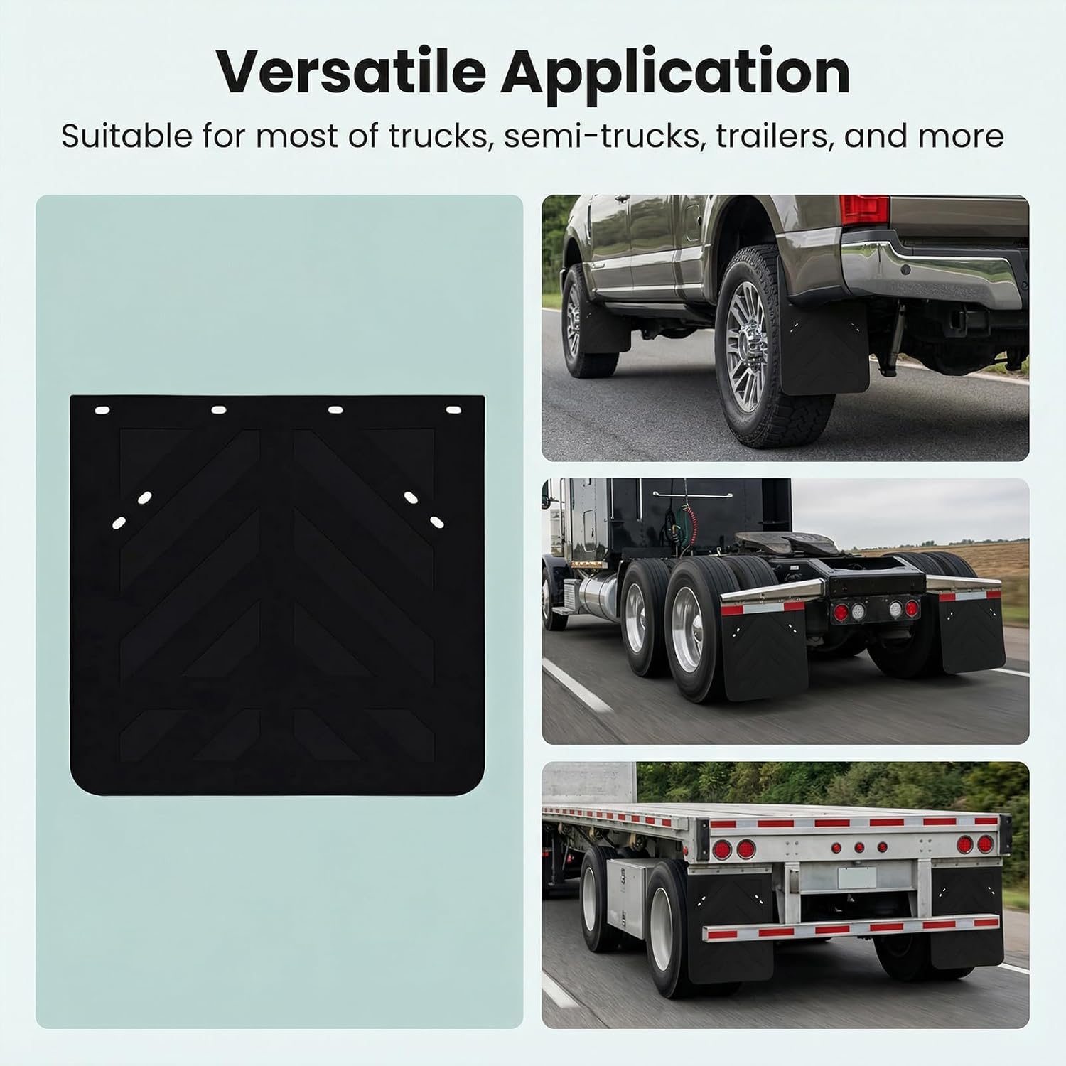 24 x 24Inch Mud Flaps for Semi Trucks Tractor Trailer Heavy Duty TPE Polymer Rubber Mudflaps Oversized Splash Guard, 2PCS