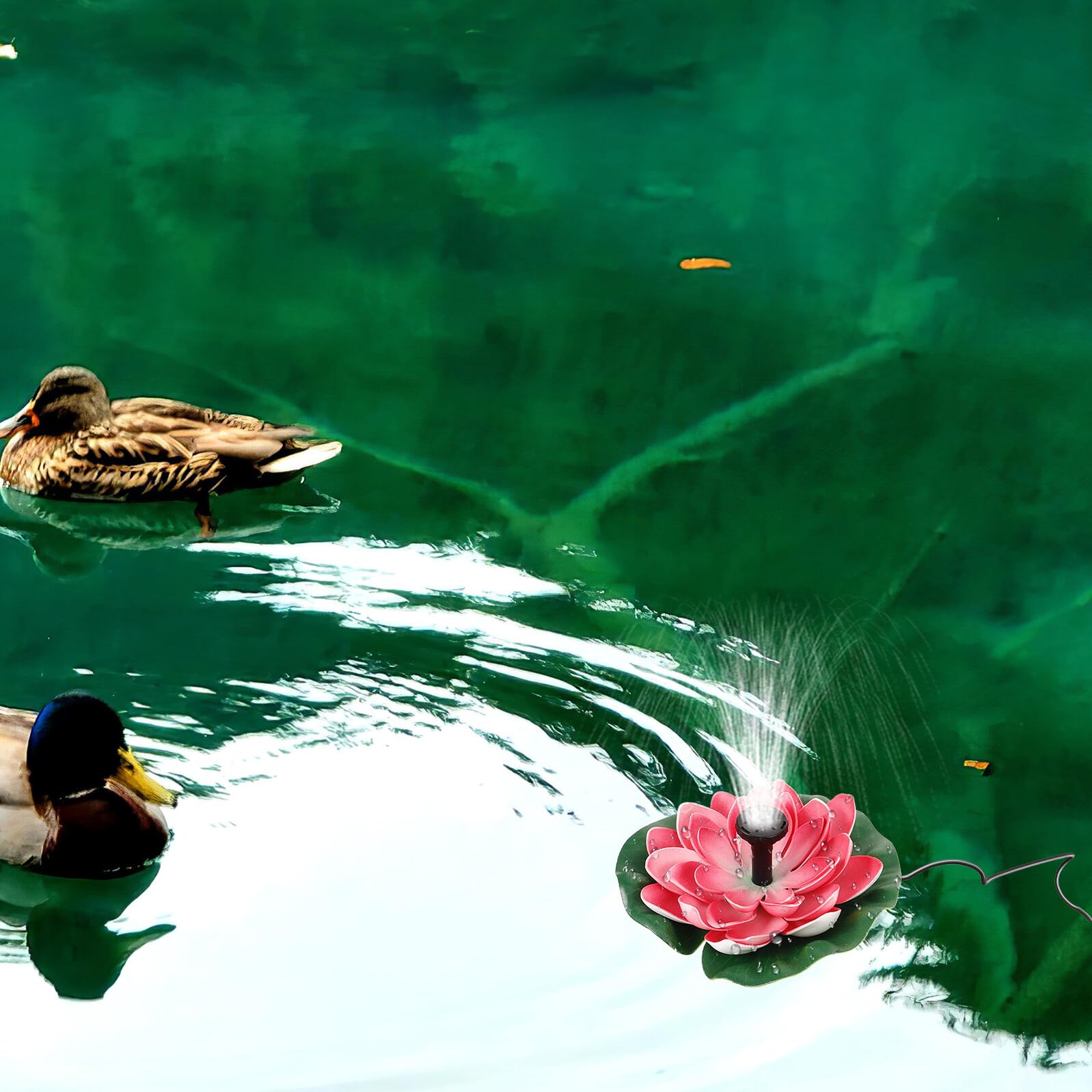 VALICLUD Solarbetriebener Lotus Solarbrunnen Gartendekoration Schwimmender Teichbrunnen für Garten Terrasse und Wasserbecken Wetterfest Leicht zu Reinigen Automatische Pumpe ohne Batterie