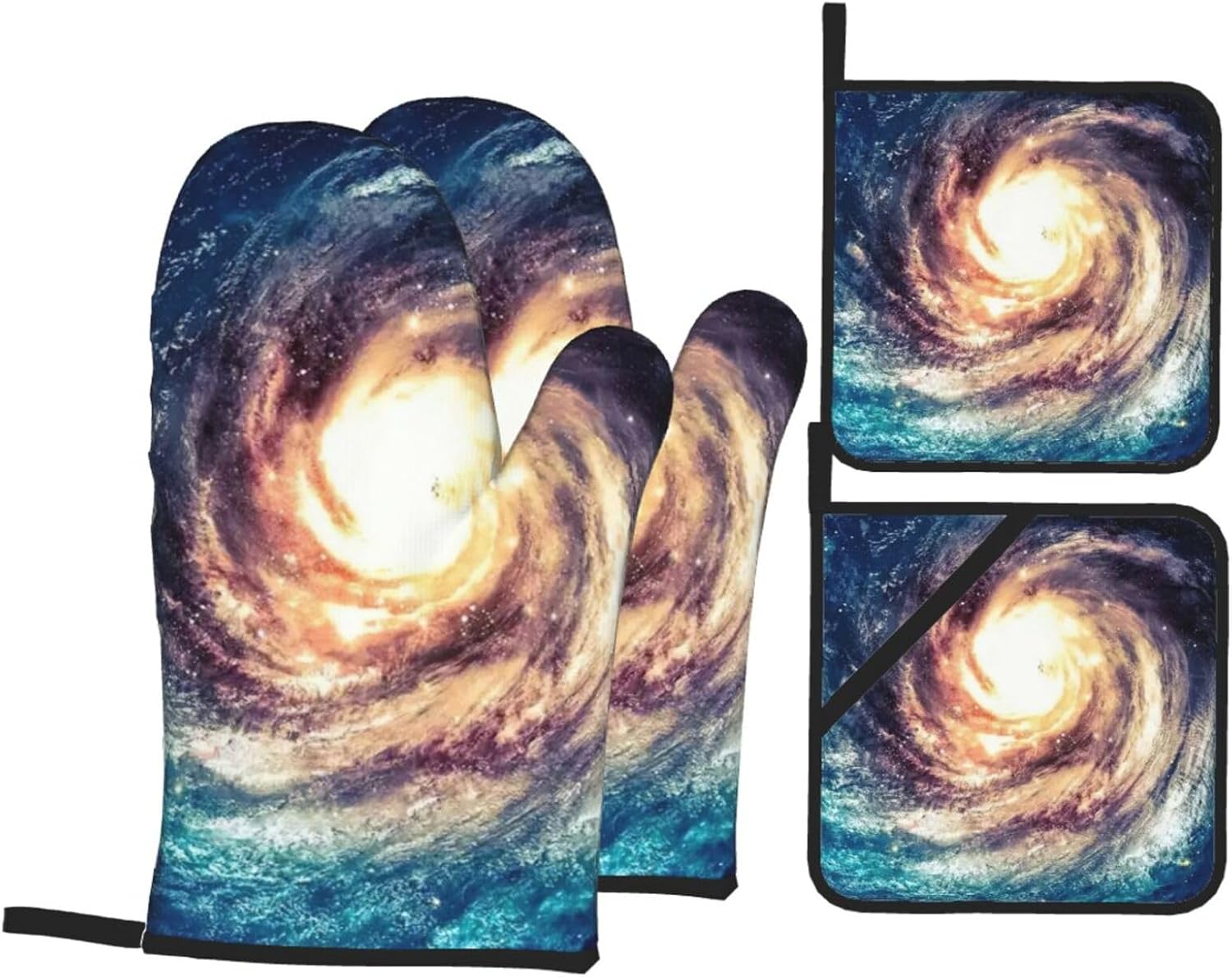 Universe Milky Way Galaxy Kitchen baking four piece set, fit for cooking and baking, oven, microwave, and outdoor barbecue